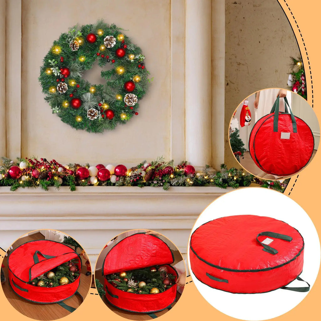 Waterproof Christmas Wreath Storage Bag – 24" 30" 36" Round Wreath Storage Bag PLUSH