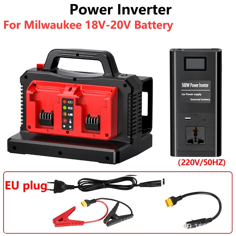 ZWINCKY 500W Pure Sine Wave Inverter for Milwaukee 18V Battery Power Inverter PLUSH China Mainland EU plug