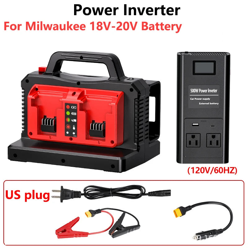 ZWINCKY 500W Pure Sine Wave Inverter for Milwaukee 18V Battery Power Inverter PLUSH China Mainland US plug