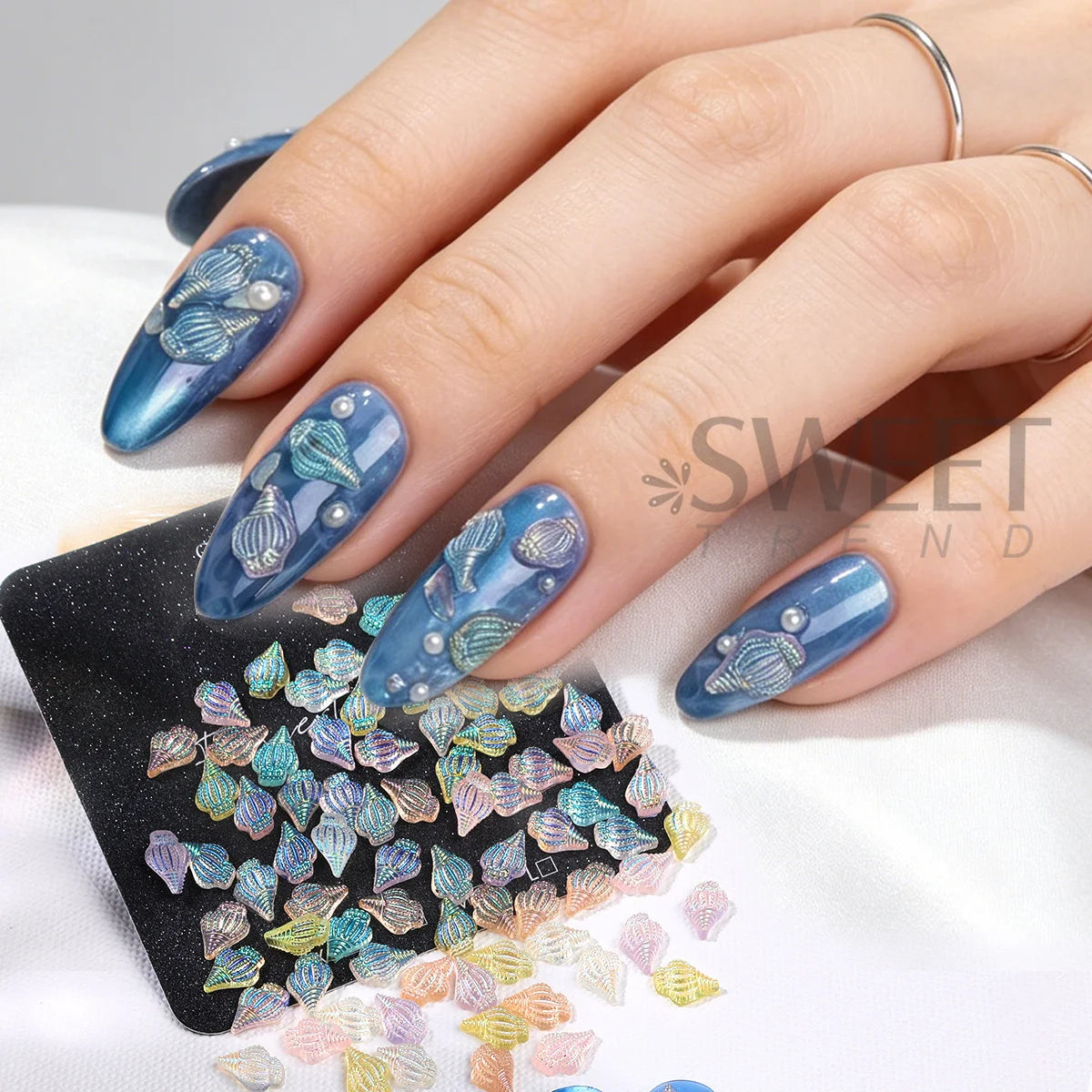 Iridescent Conch Resin Nail Charms Aurora Shell 20/50pcs Nail Art Charms PLUSH
