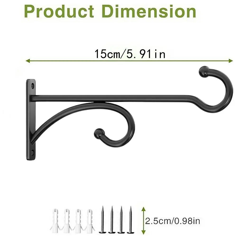 2-Pack Vintage Iron Wall Flower Pot Holder & Basket Hook Wall Plant Hanger PLUSH 15cm