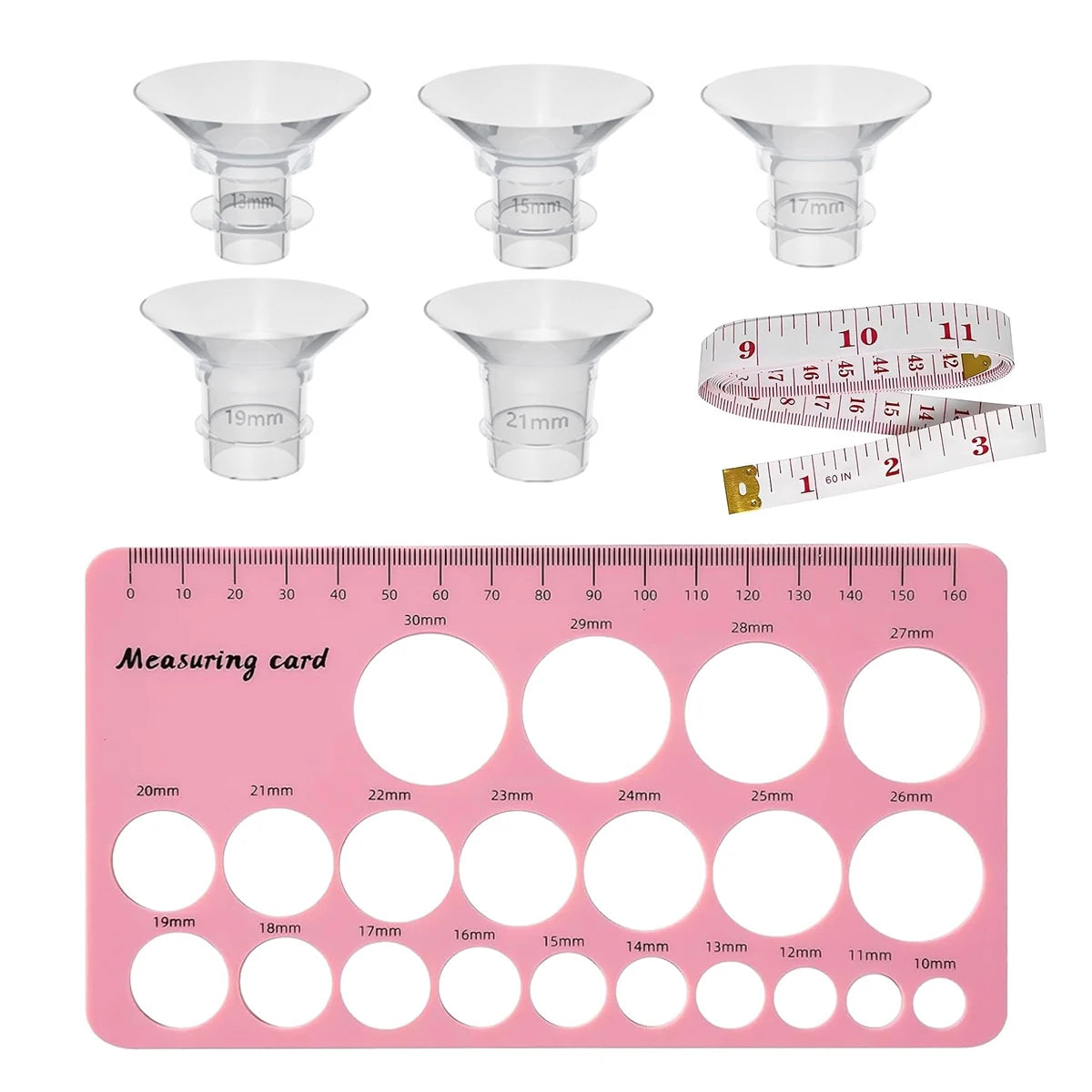 Silicone Flange Sizing Kit 5pcs 13–21mm for 24mm Breast Pumps Breast Pump Accessory PLUSH Pink