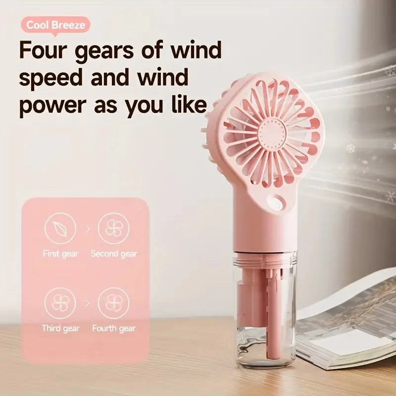 Portable Rechargeable Handheld Misting Fan – USB Travel Fan Handheld Misting Fan PLUSH