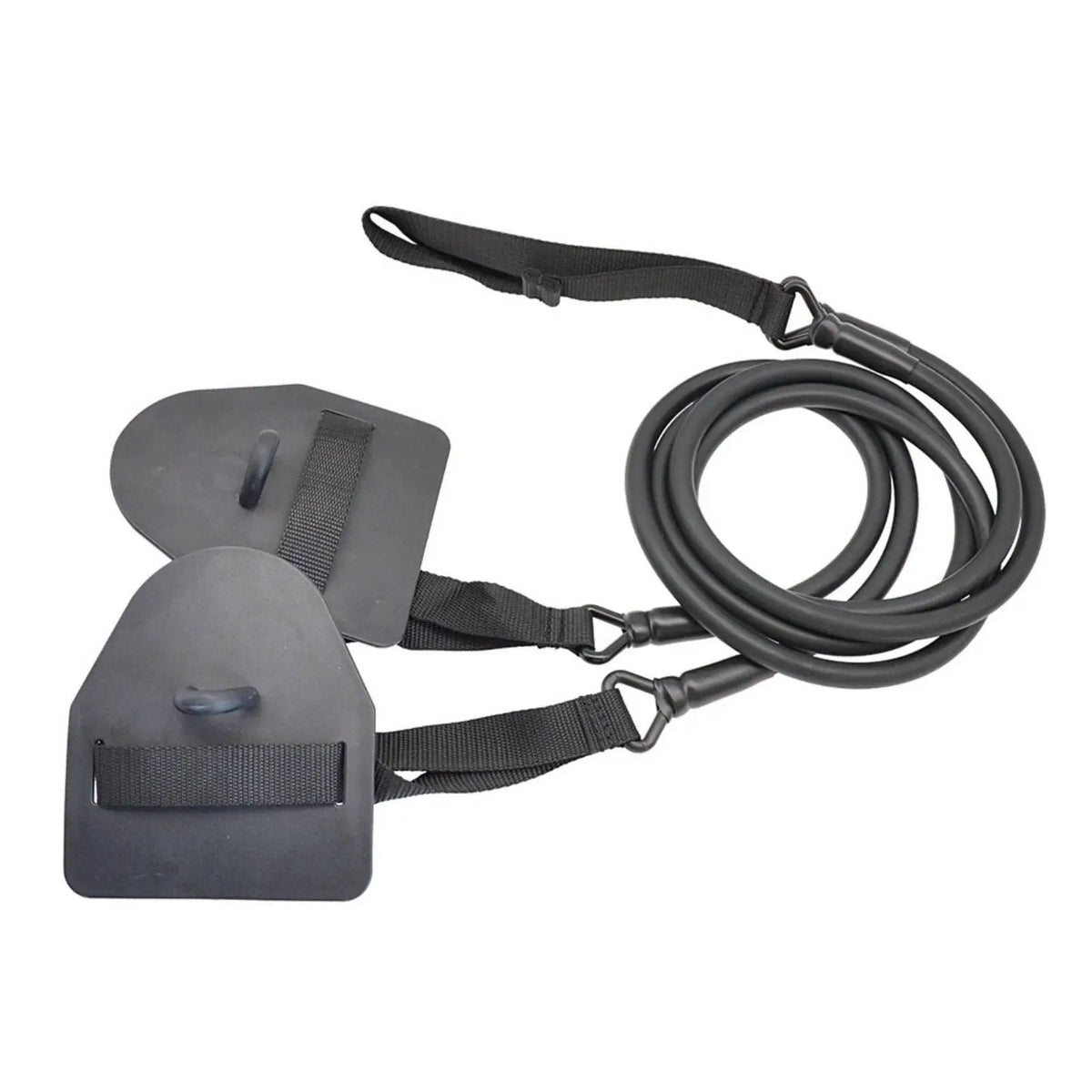 Swim Resistance Trainer – Latex Exercise Cord & Hand Paddle Swim Resistance Trainer PLUSH BlackMediumWeight