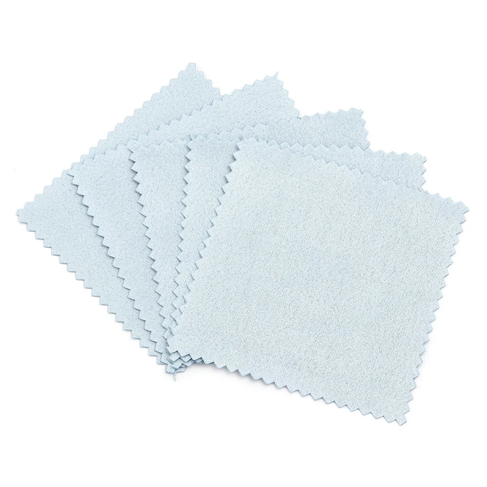 50pcs Silver Polishing Cloths – Jewelry & Glasses Cleaner Jewelry Polishing Cloth PLUSH Blue-10x10cm