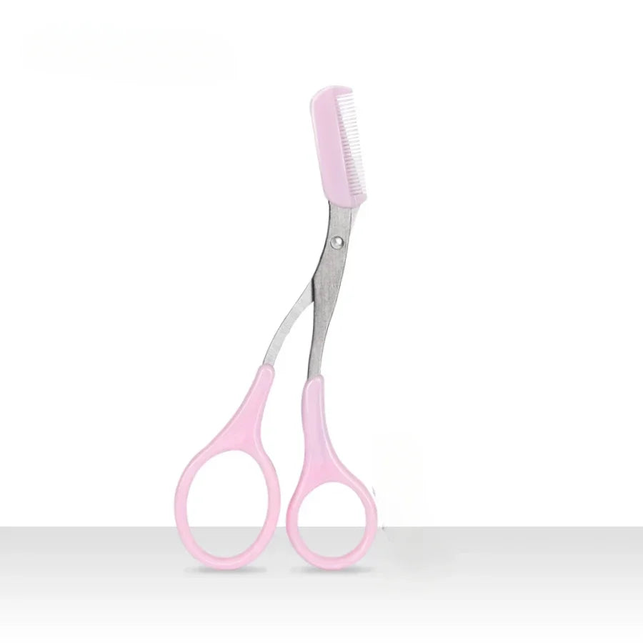 Stainless Steel Eyebrow Trimmer with Comb – Shaping Tool Eyebrow Trimmer PLUSH Pink
