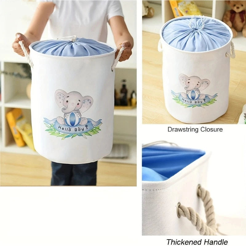 Large Fabric Laundry Basket – Cute Animal Drawstring Hamper Fabric Laundry Hamper PLUSH