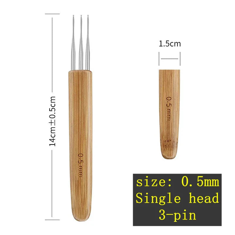Wooden Crochet Dreadlocks Braid Needle – Hair Extension Tool Hair Crochet Needle PLUSH NO.5