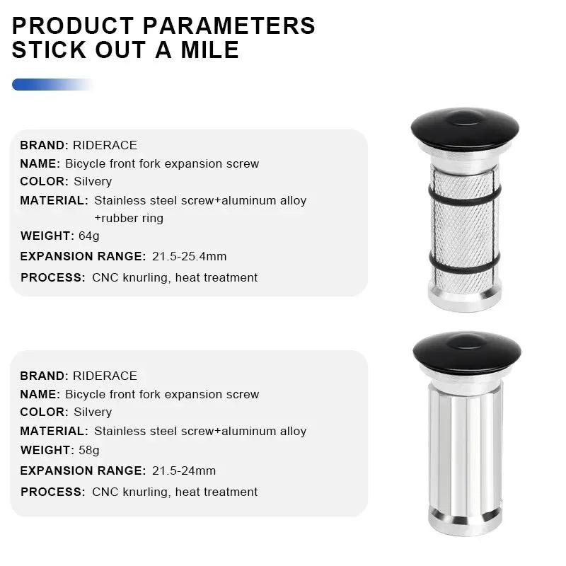 Bike Headset Expander Star Nut Top Cap 1-1/8" Fork 22-25mm Bike Headset Hardware PLUSH