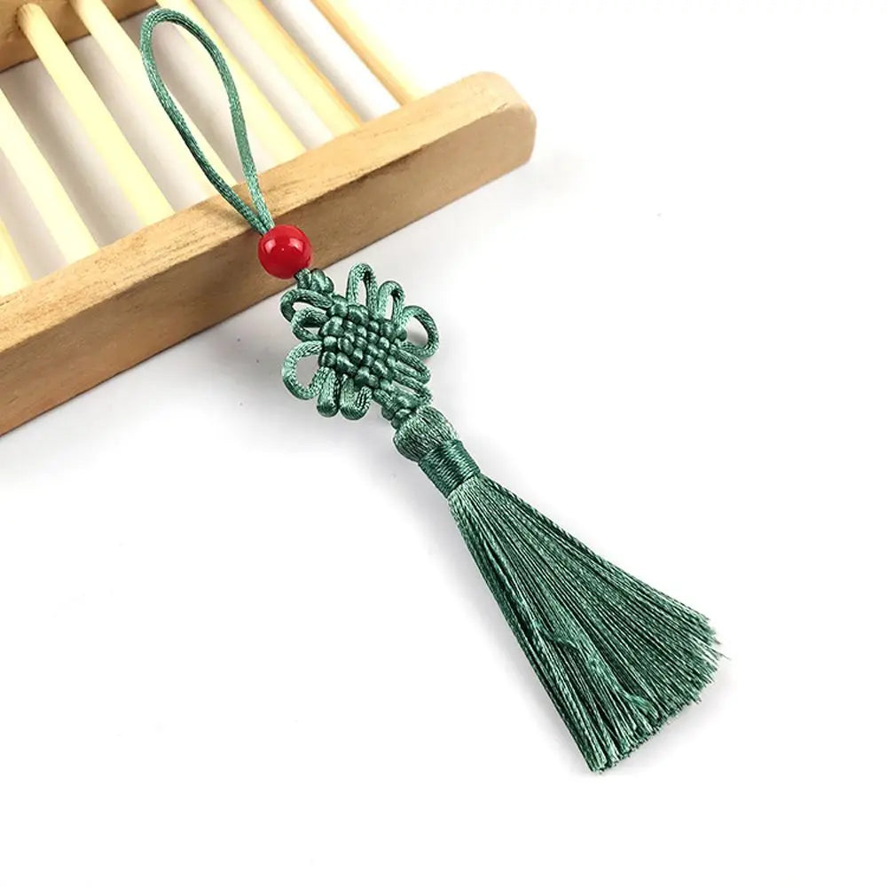 Mini Chinese Knot Silk Tassel Pendant – DIY Craft & Decor Decorative Tassel Pendant PLUSH green