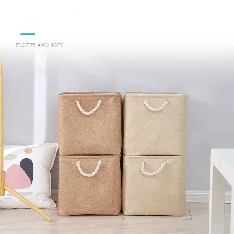 Modern Minimalist Linen Storage Basket | Square Foldable 33cm Linen Storage Basket PLUSH