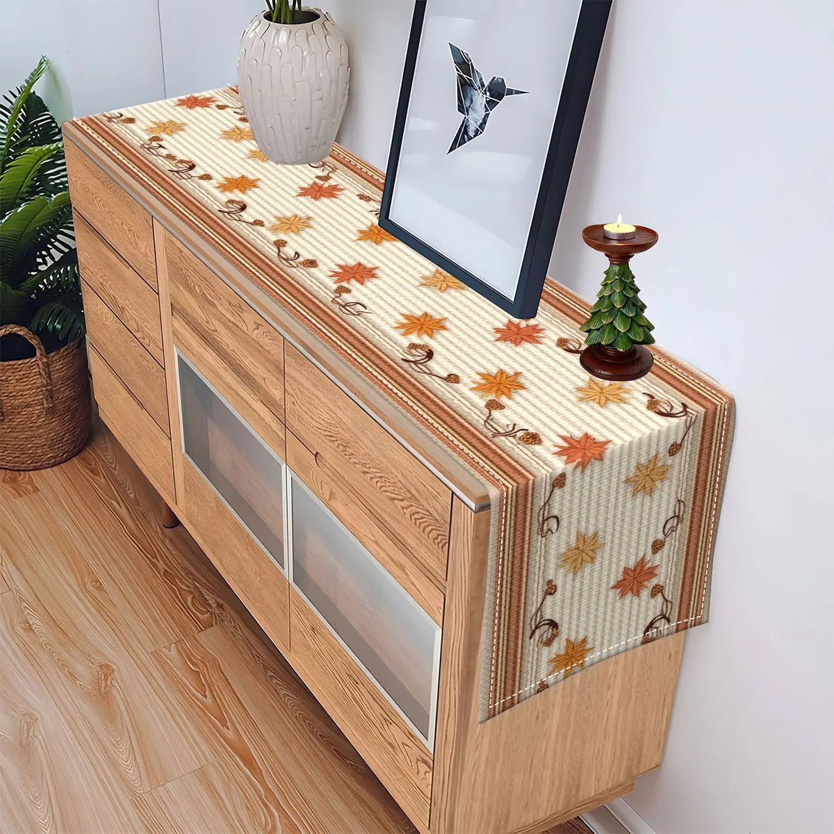 Autumn Maple Leaf Table Runner | Fall Harvest Table Décor Table Runner PLUSH