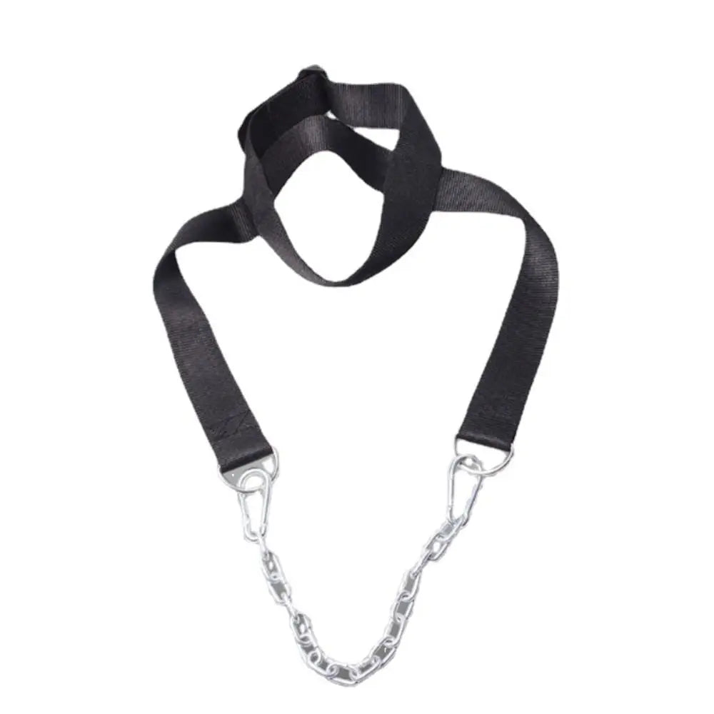 Adjustable Head Neck Harness with Chain | Strength Training Neck Training Harness PLUSH black-