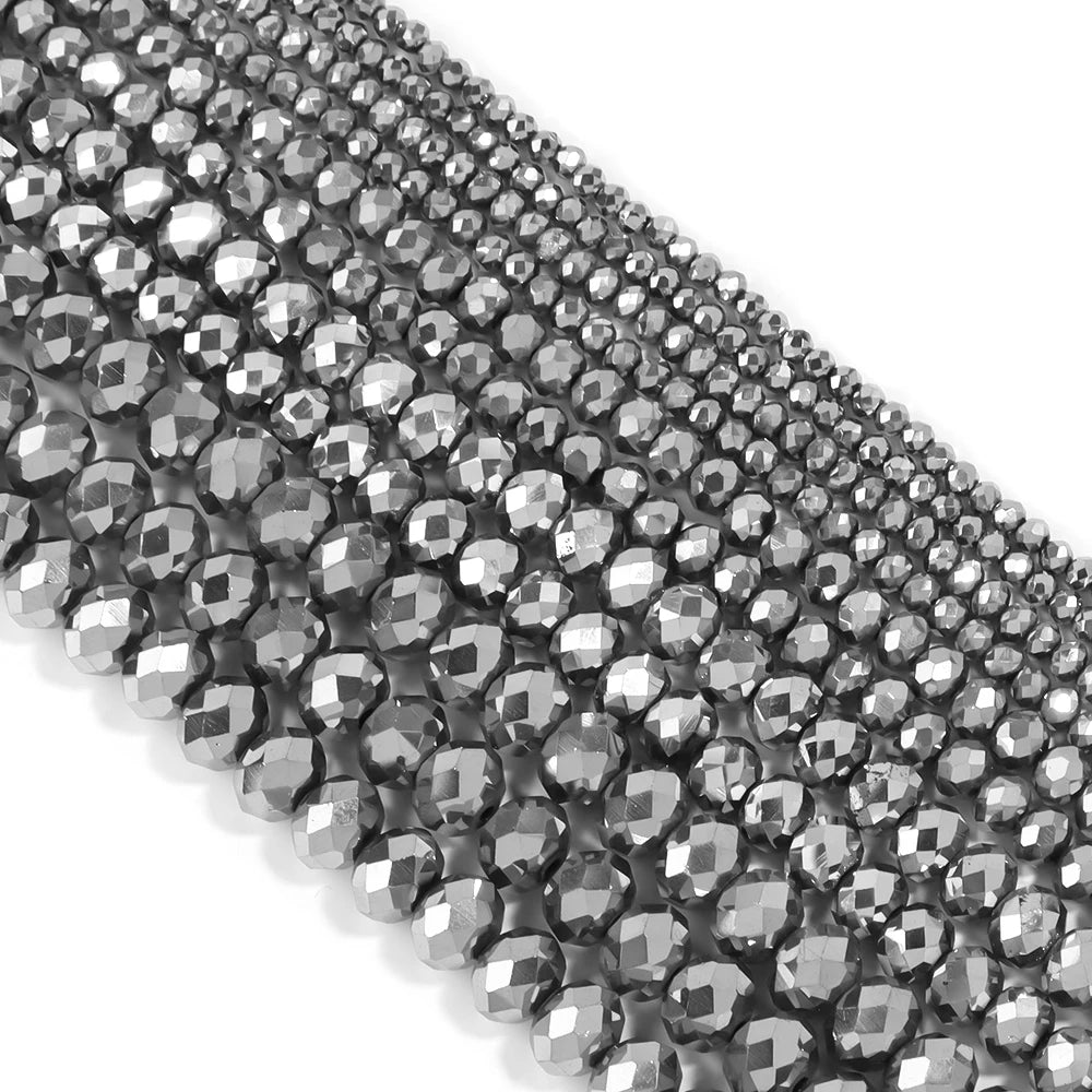 Silver Faceted Crystal Glass Spacer Beads for DIY Jewelry Crystal Spacer Beads PLUSH