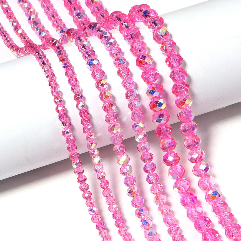 AB Color Deep Pink Crystal Abacus Spacer Beads – DIY Jewelry Crystal Spacer Beads PLUSH