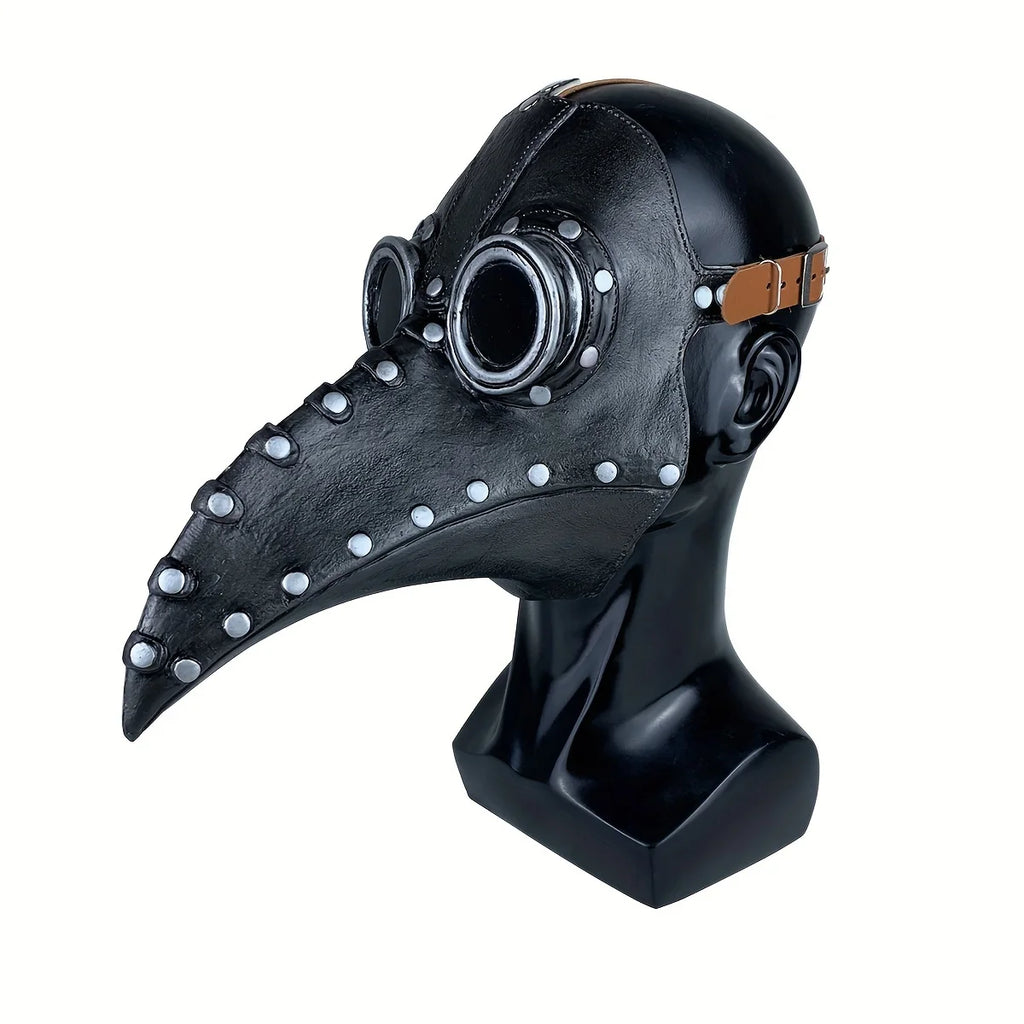 Bird Beak Plague Doctor Mask | Natural Latex Steampunk Cosplay Costume Mask PLUSH Silvery