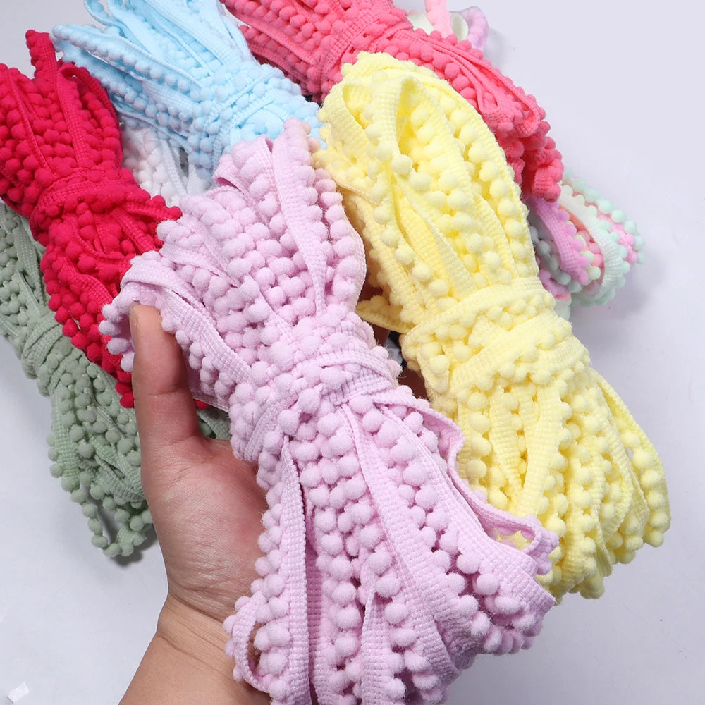 10 Yards Puffy Ball Lace Trim Ribbon – DIY Tassel Braided Rope Craft Trim Ribbon PLUSH