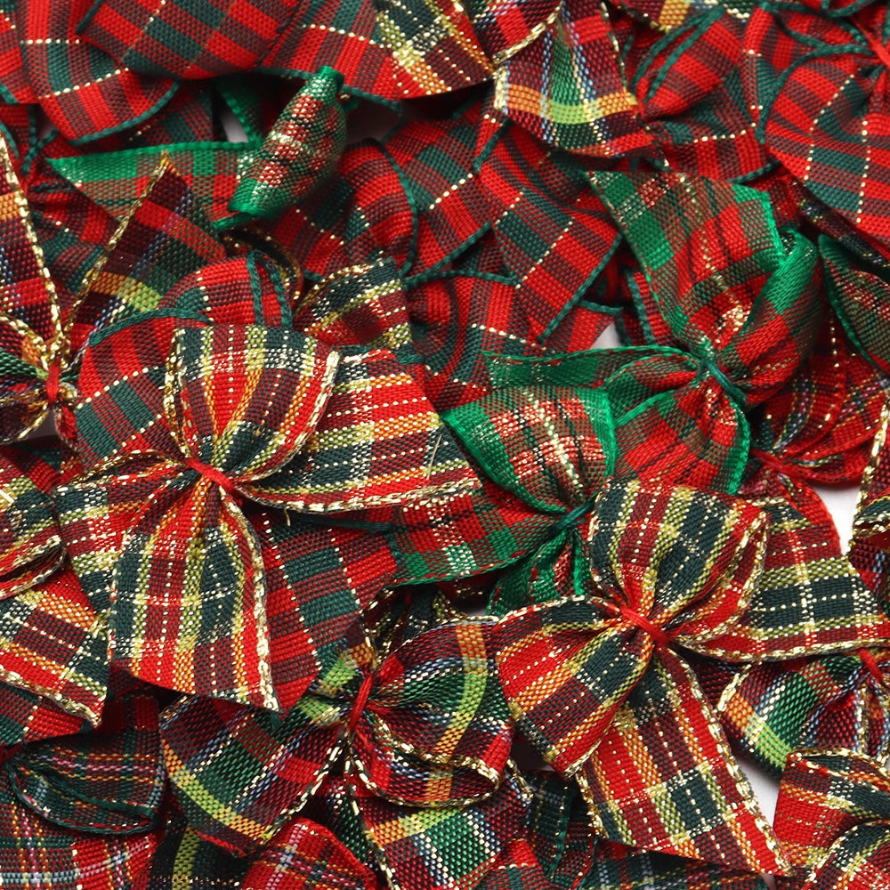 20pcs Christmas Plaid Bows – DIY Jewelry, Hair & Craft Decor Craft Bow Embellishments PLUSH