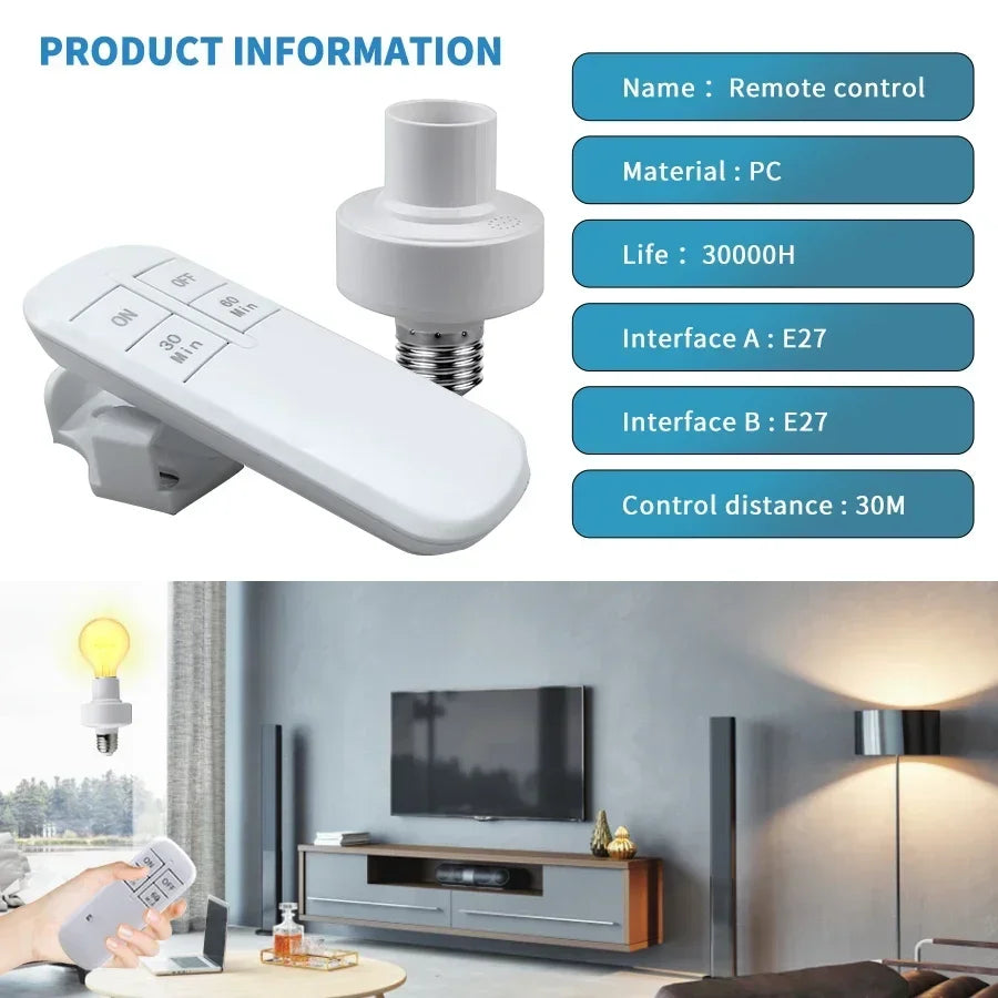 E27/E26 Wireless Remote Control Lamp Socket Adapter ON/OFF Lamp Socket Adapter PLUSH