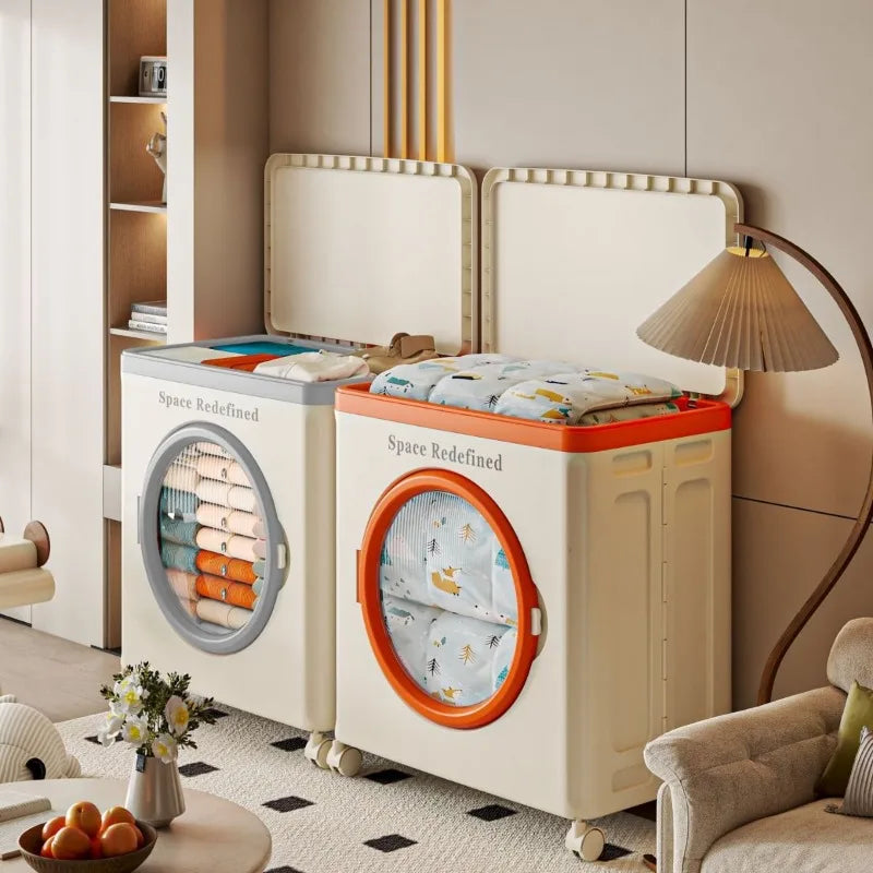 Extra Large Foldable Storage Box with Wheels & Clamshell Lid Foldable Storage Box PLUSH
