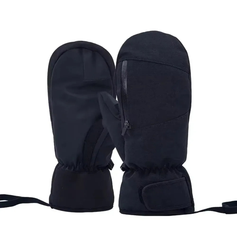 Waterproof Ski Gloves Touchscreen Thermal Winter Mittens Ski Mittens Gloves PLUSH Black XL