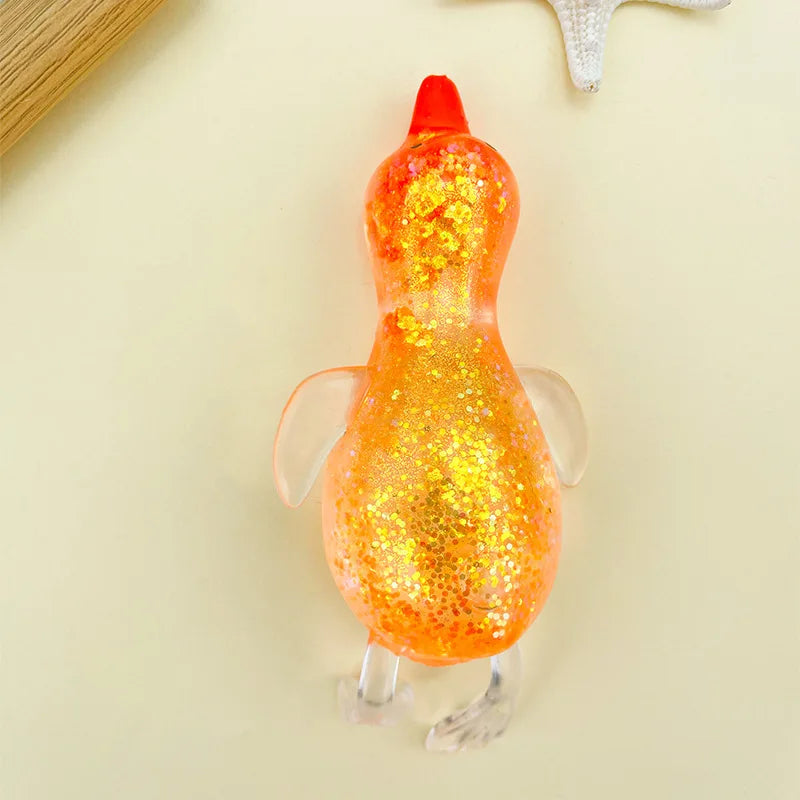 Glitter Duck Squishy Toy – Fun Fidget Goose for Kids & Adults Squishy Fidget Toy PLUSH Orange