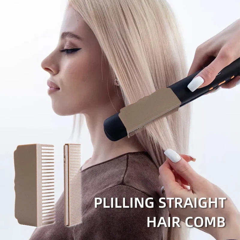 Flat Iron Comb Attachment – Clip-On Hair Straightener Comb Hair Styling Accessory PLUSH