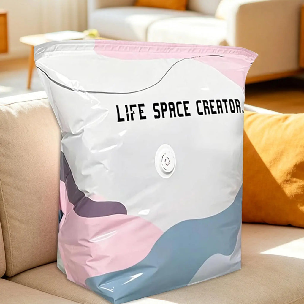Large Vacuum Storage Bags No Pump – Clothes & Blanket Organizer Vacuum Storage Bag PLUSH