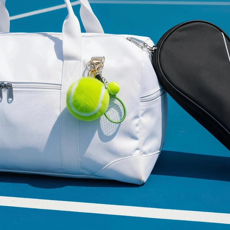 Tennis Ball Plush Keychain – Cute Cartoon Fur Bag Pendant Plush Keychain Charm PLUSH