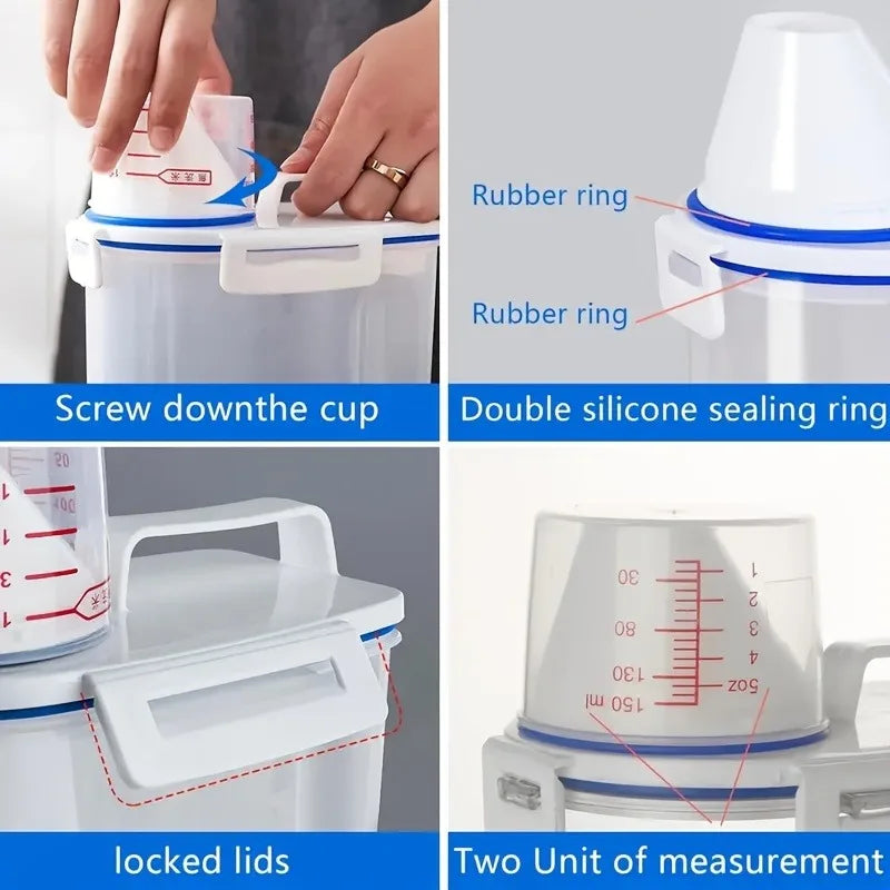 Pet Food Storage Container with Measuring Cup – Sealed Jar Pet Food Container PLUSH