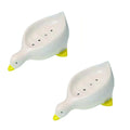 Duck-Shaped Self-Draining Soap Tray – Bathroom Soap Holder Soap Dish Tray PLUSH White 2Pcs