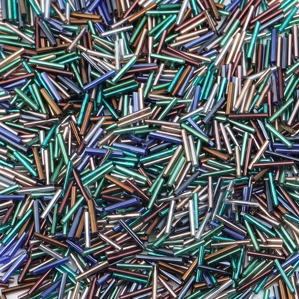 Silver Filled Czech Glass Tube Beads 2x12mm – 10g DIY Jewelry Glass Spacer Beads PLUSH mixed