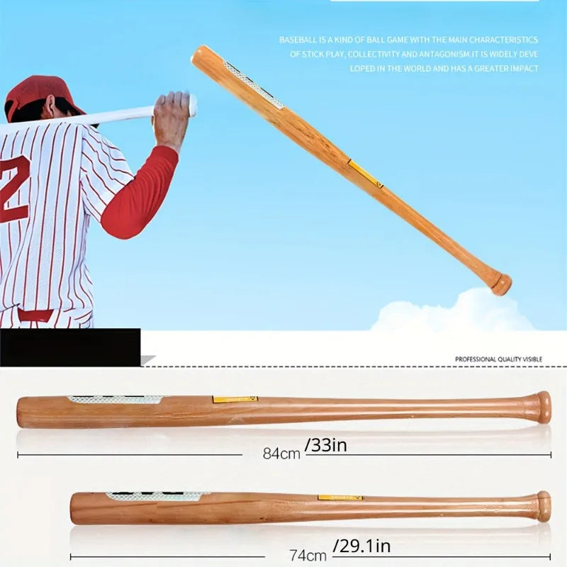 Beech Wood Baseball Bat – Lightweight Adult Practice Bat 4 Sizes Wood Baseball Bat PLUSH