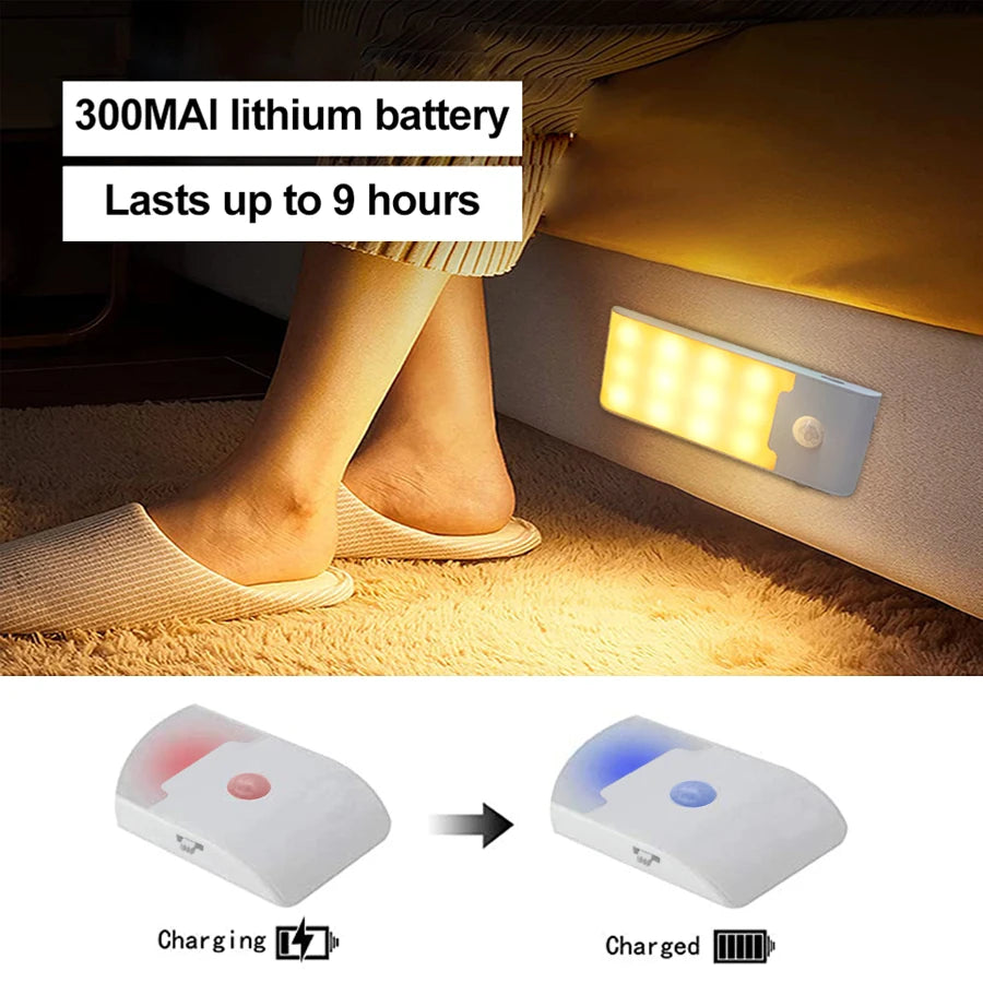 12 LED Motion Sensor Night Light USB Rechargeable Cabinet Lamp Motion Sensor Night Light PLUSH