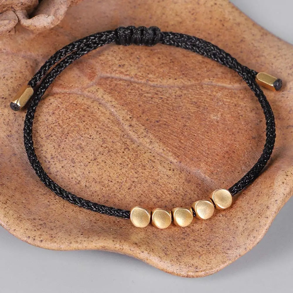 Wax Thread Friendship Bracelet with Copper Beads – Unisex Friendship Bracelet PLUSH