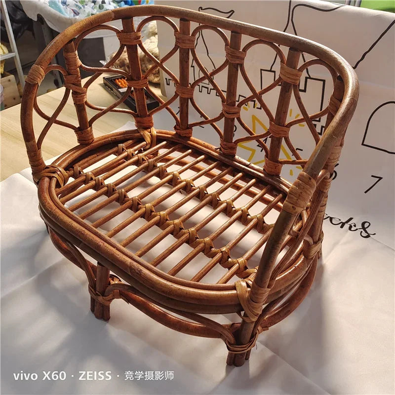 Newborn Photography Prop – Retro Rattan Baby Basket Chair Photography Prop Basket PLUSH