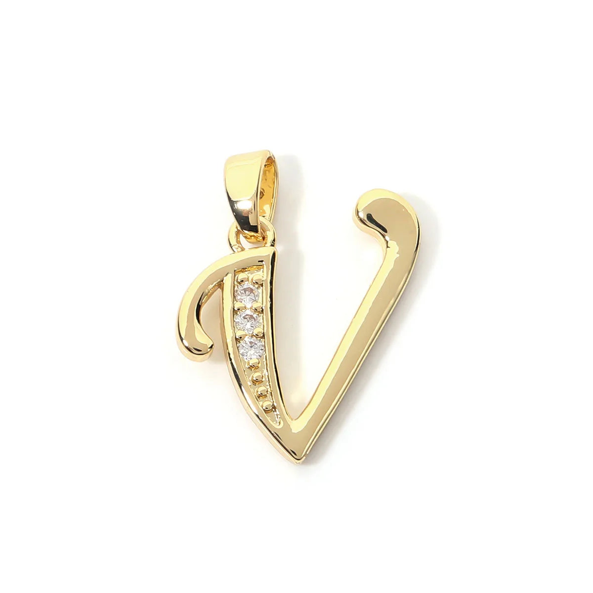 Metal A-Z Zircon Initial Letter Charm Pendant – DIY Jewelry Initial Letter Charm PLUSH V 15X17.5mm