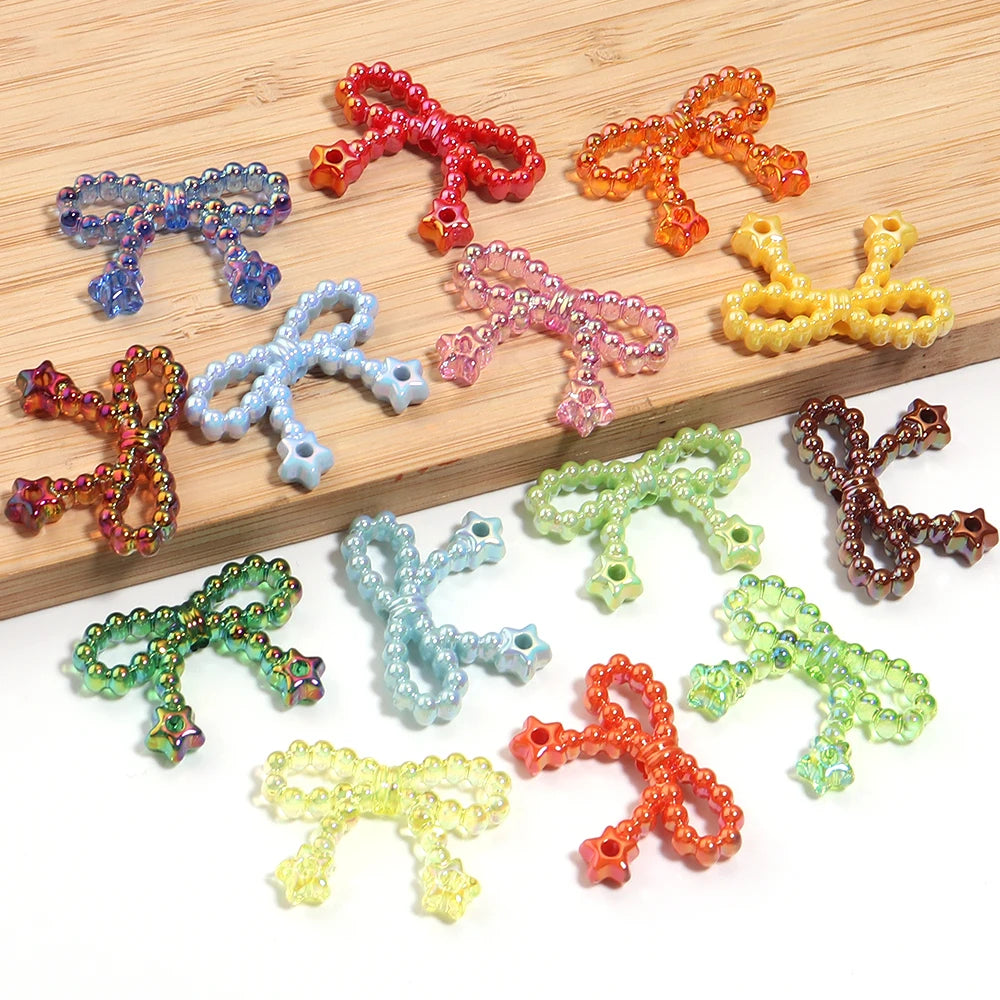 10pcs Bowknot Acrylic Spacer Beads – Bow Charms for DIY Jewelry Acrylic Spacer Beads PLUSH