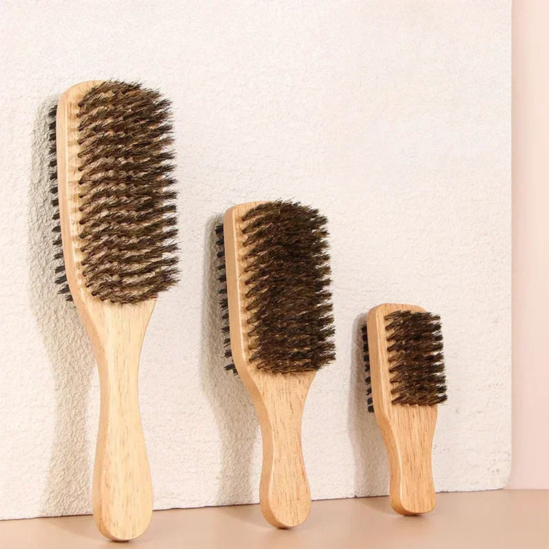 Men's Boar Bristle Beard & Hair Brush – Natural Wood S/M/L Beard & Hair Brush PLUSH