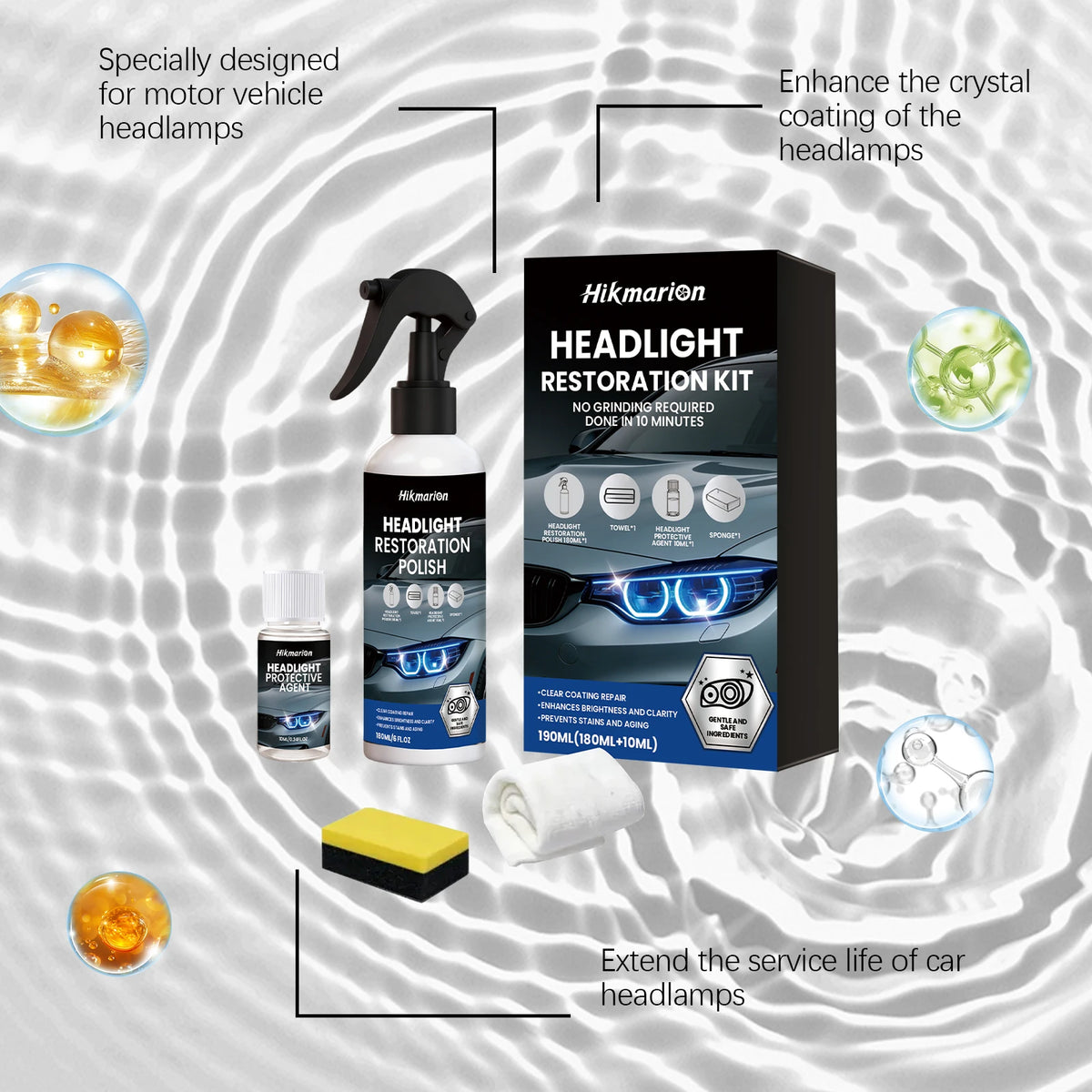 Headlight Restoration Kit – Remove Yellowing & Oxidation | Hikmarion Headlight Restoration Kit PLUSH