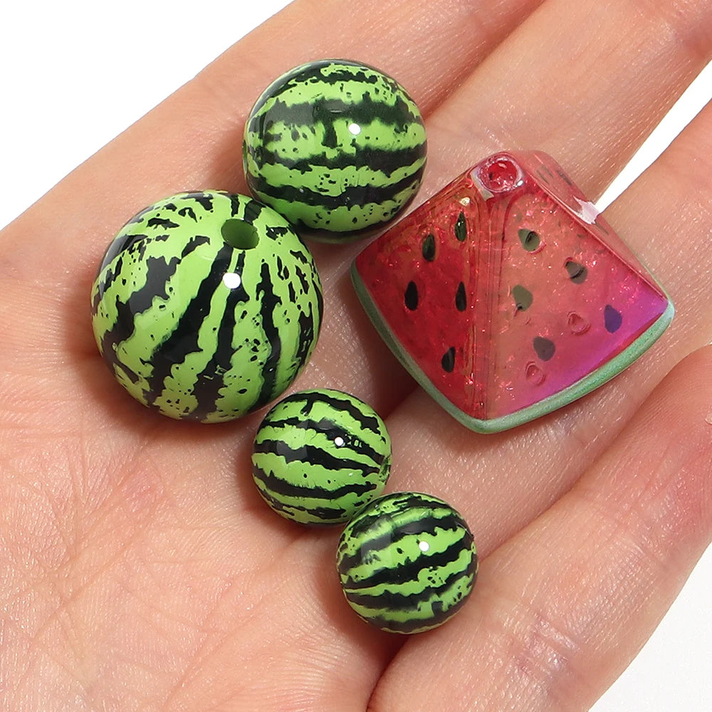Watermelon Acrylic Fruit Spacer Beads – DIY Jewelry 5-10pcs Acrylic Spacer Beads PLUSH