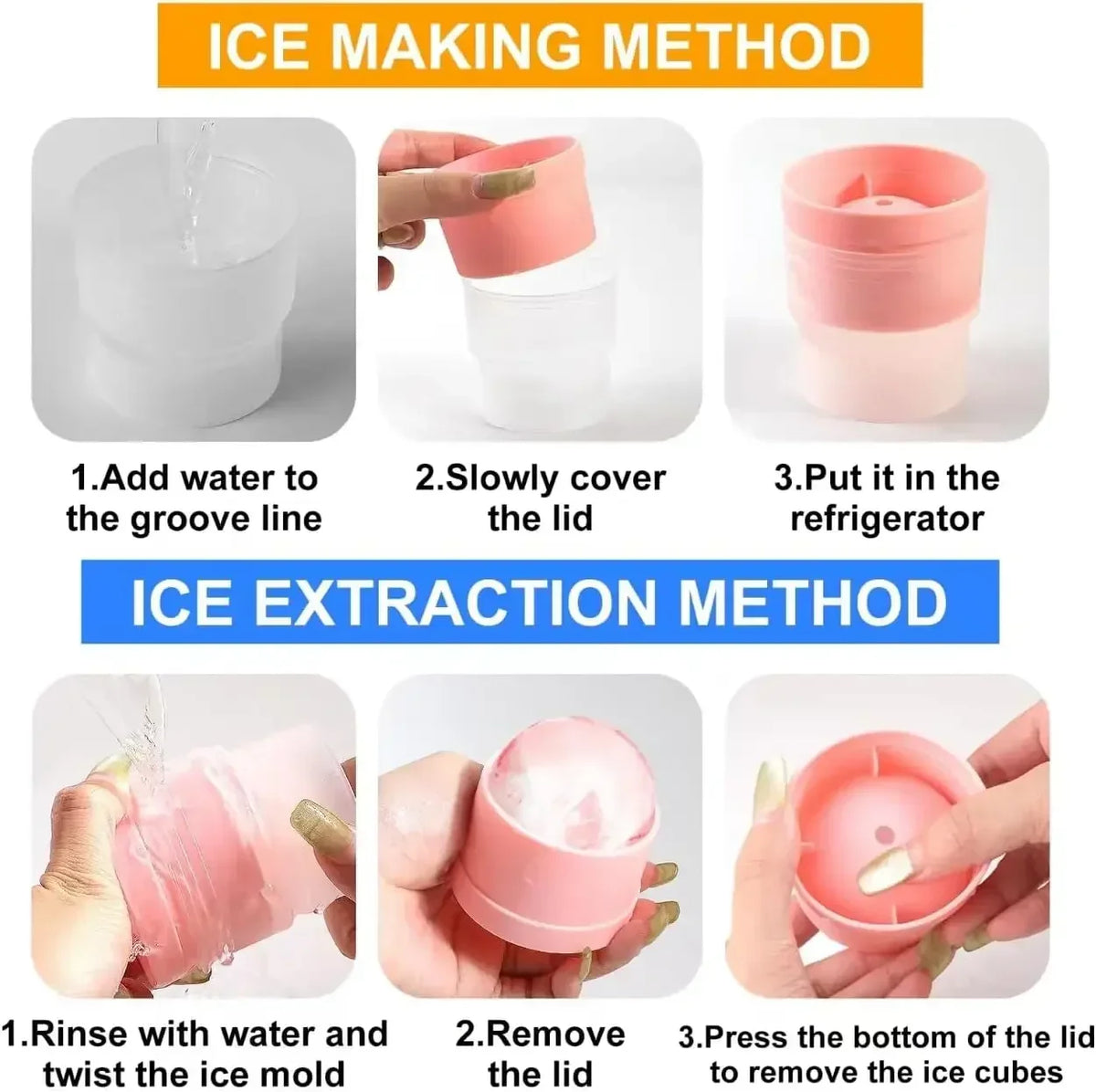 Silicone Ice Ball Mold – Round Ice Cube Tray for Whiskey Ice Ball Mold PLUSH