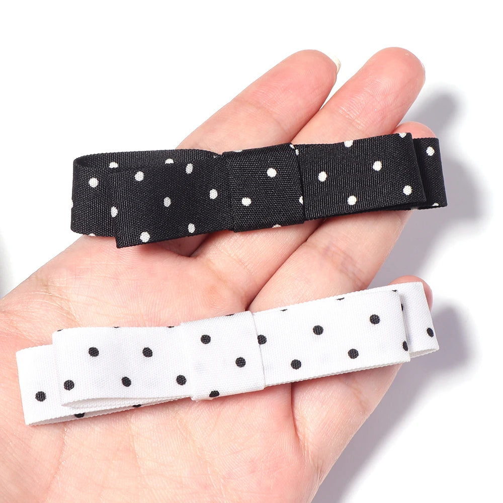 10pcs Polka Dot Satin Bows for DIY Hair Clips & Crafts Satin Hair Bows PLUSH