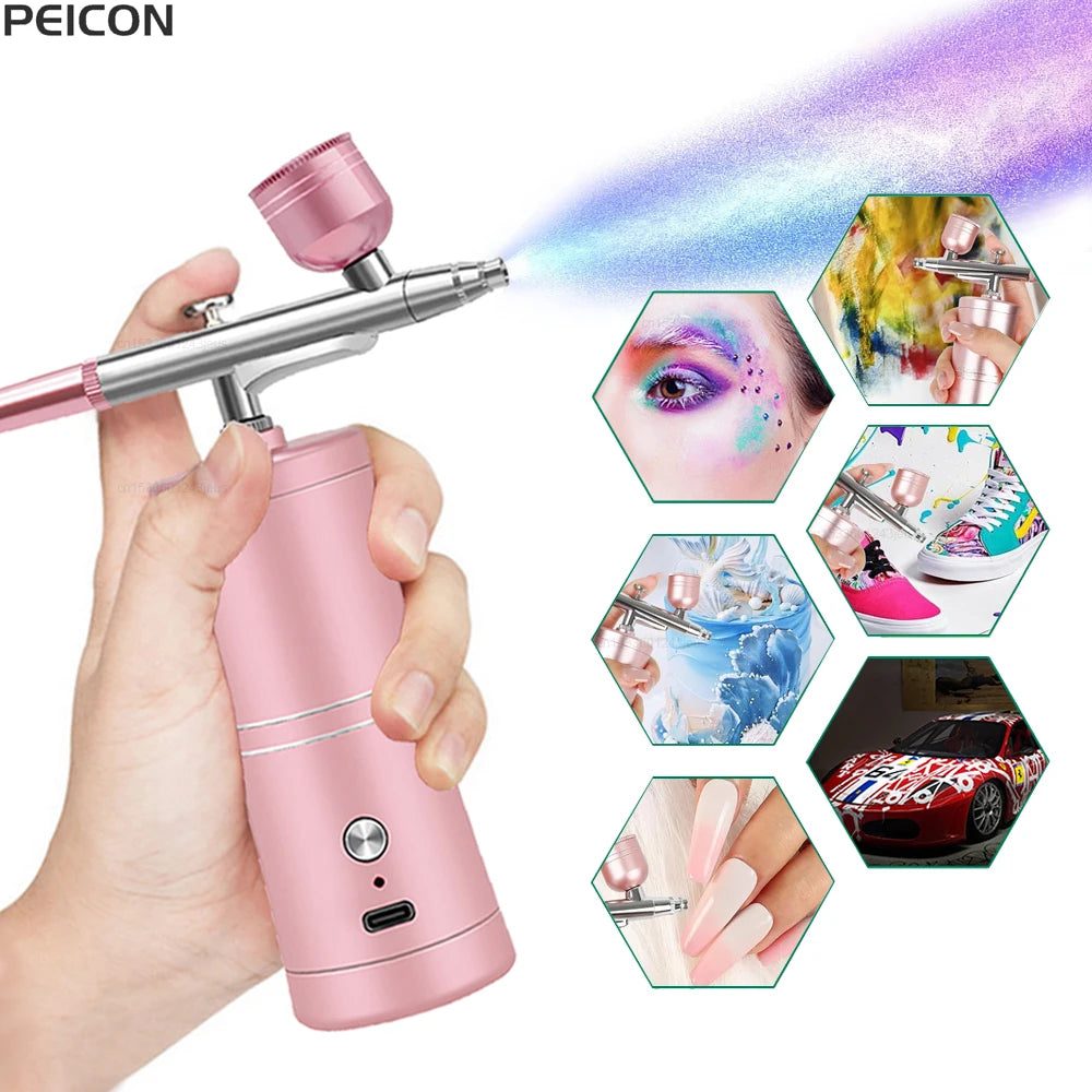 Wireless Airbrush Kit with Compressor – 0.3mm Mini Spray Gun Airbrush Spray Kit PLUSH