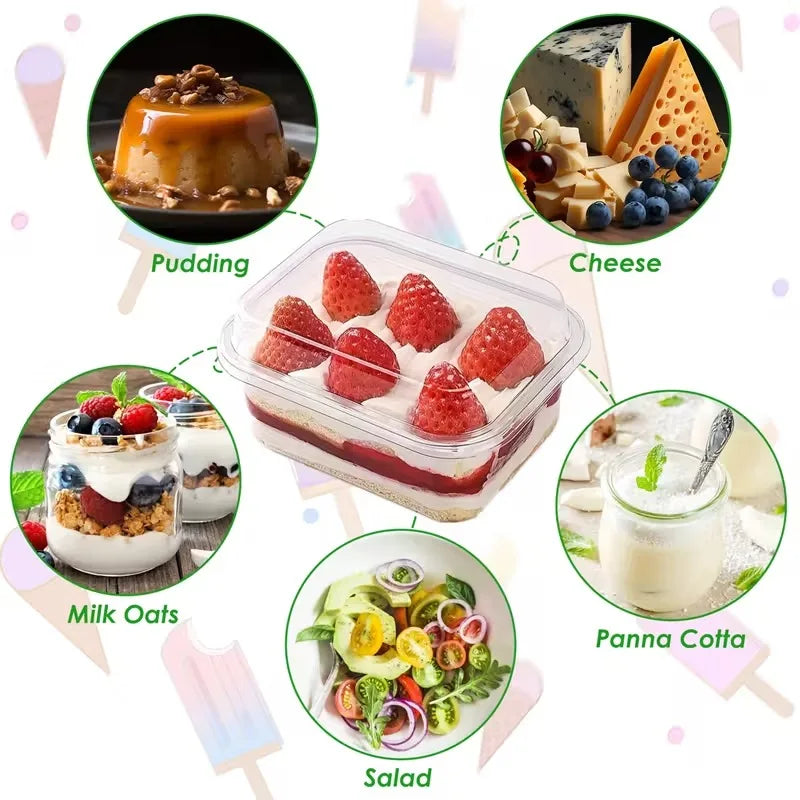 Transparent Cake Boxes with Lid | Rectangle Plastic Dessert Packaging Cake Packaging Box PLUSH