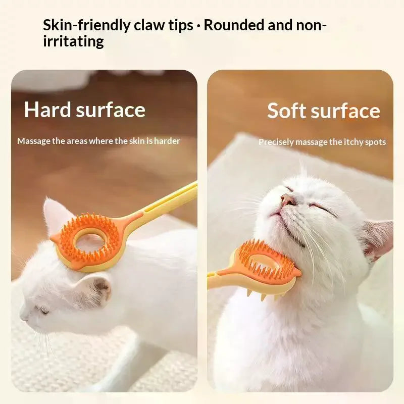 2-in-1 Retractable Cat Teaser Wand & Grooming Massager Toy Interactive Cat Toy PLUSH