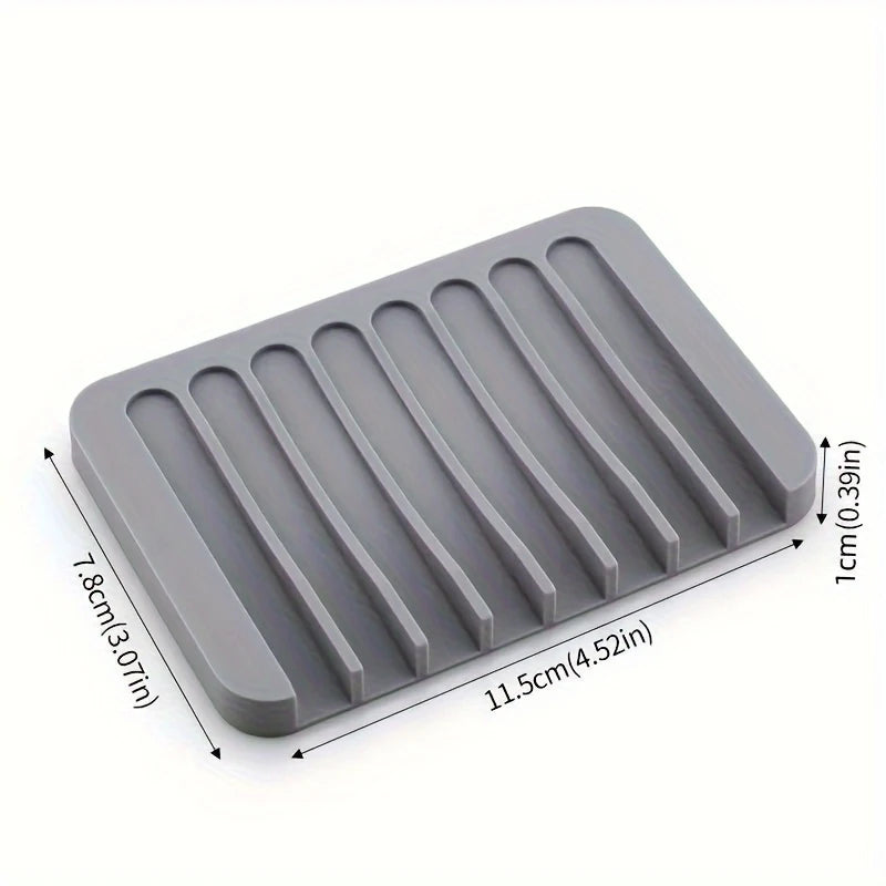 Silicone Square Soap Holder with Drainage – No Drilling Soap Dish Holder PLUSH