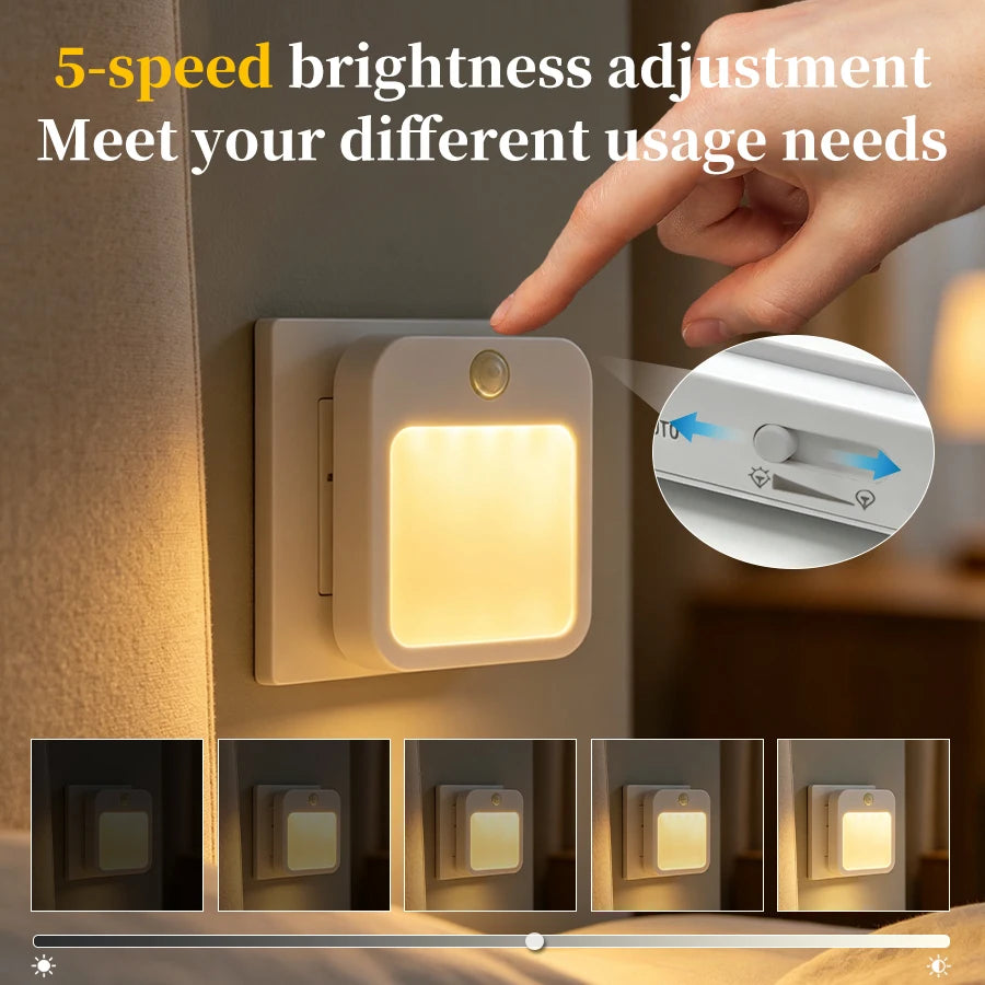 Motion Sensor LED Night Light – Dimmable Plug-In Lamp | GGBEE Motion Sensor Night Light PLUSH