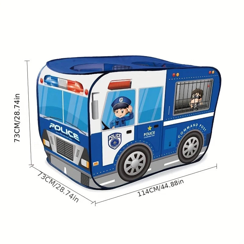 Kids Blue Police Car Pop-Up Play Tent | Foldable Playhouse Kids Play Tent PLUSH