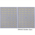 Gold Silver French Curve Stripe Nail Art Stickers – 2pcs Set Nail Art Stickers PLUSH SWA43 Gold 2pcs